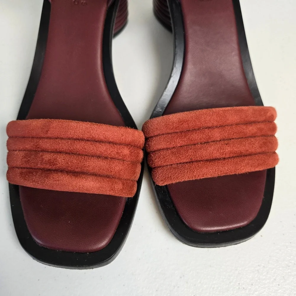 Mercedes Castillo Hiru Ankle Strap Block Heel Leather Sandals US 6.5/ EU 36.5‎